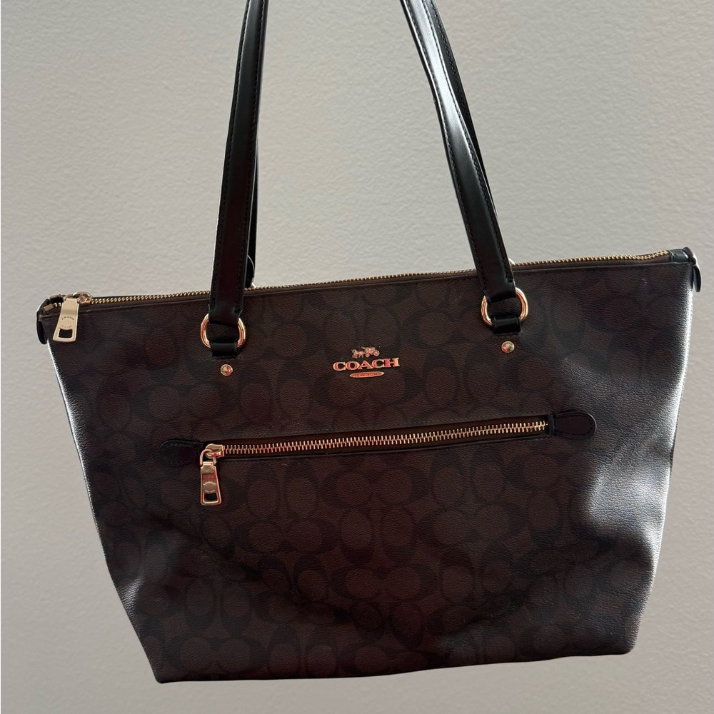 Coach Signature Black and Brown Tote Bag